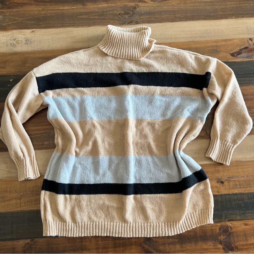 Turtle neck stripe sweater 3XL
